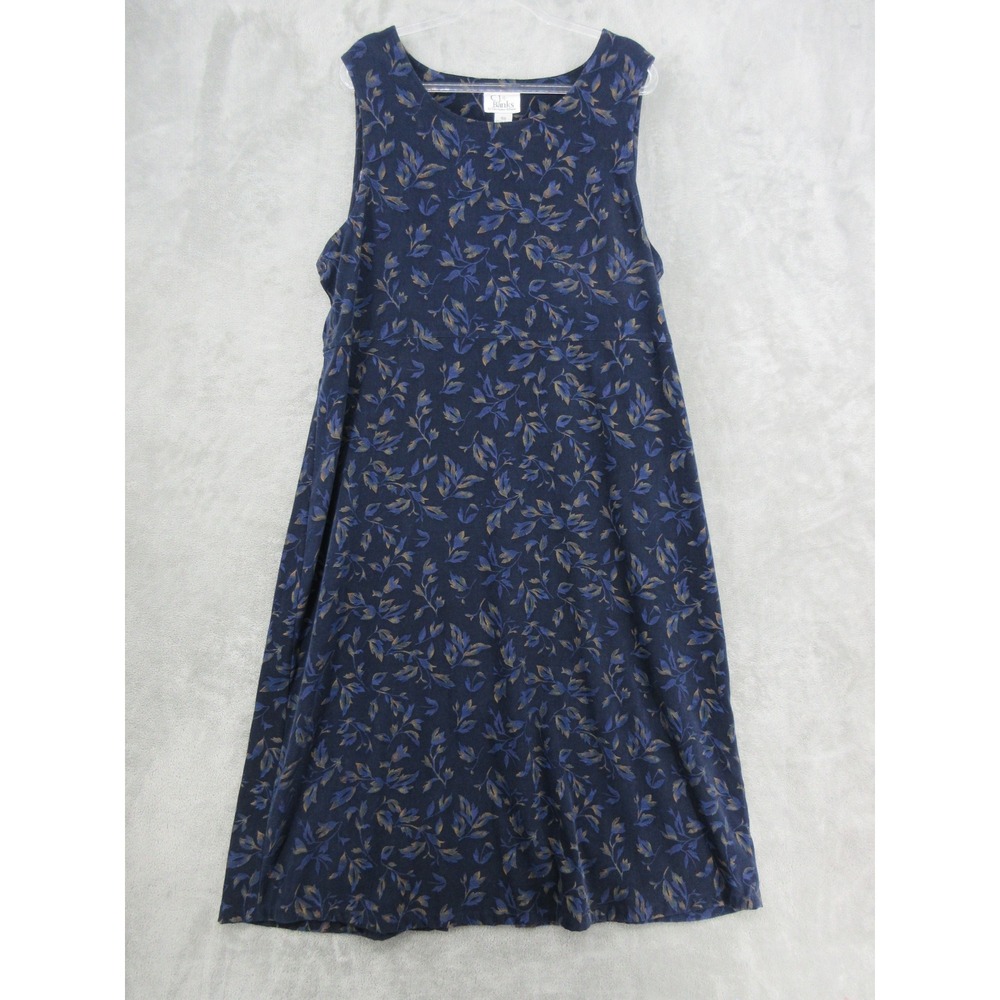 Vintage CJ Banks Dress Womens Size 16W Blue Floral Modest Midi Side Button Boho